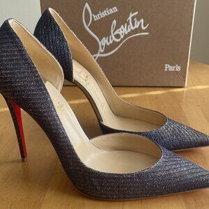 CHRISTIAN LOUBOUTIN Iriza Atlantic/Light Gold Glitter Pumps Heels
